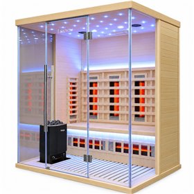 Multi sauna 3 henkilöä combi - Perinteinen kiuas & energiaa säästävä infrapuna-järjestelmä