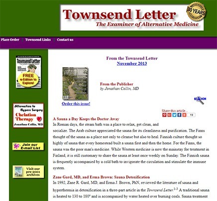 Townsend Letter infrabastu sauna